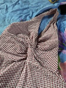 Chic Gingham Halter Neck Top