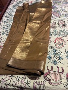 Elegant Brown Saree with Golden Border