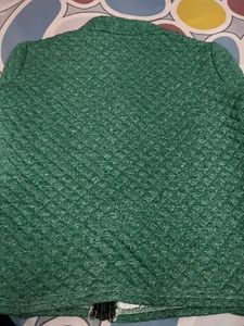Green Textured Zip-Up Jacket