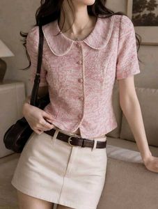 New with tag Pink Textured Peter Pan Collar Top