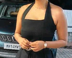 Black halter neck top