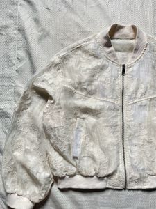 Sheer Lace Bomber Jacket