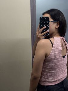 Pink Cropped Halter Top