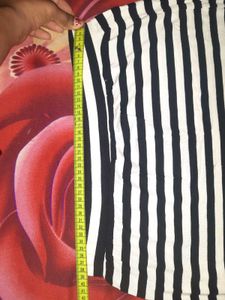 Striped Midi Skirt with Side Slit
