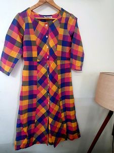 Vintage Plaid Button-Down Dress