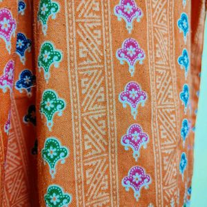 Vibrant Orange Printed Kurta