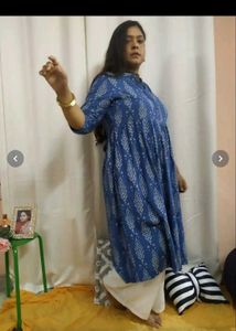 Blue &amp; Grey Printed Anarkali Kurta