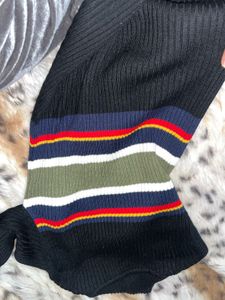 Striped Sleeve Knit Top