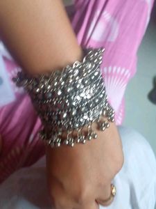 Exquisite Oxidized Silver Bracelet with Ghungroos