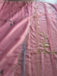 Elegant Pink Embellished Saree