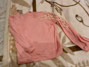 Peach Lace Sleeve Top