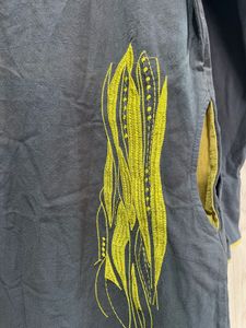 Dark Grey Kurta with Yellow Accent
