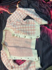 Cute Pink Plaid Cardigan