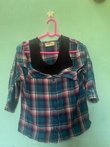 Stylish Plaid Button-Up Shirt ( Lee copper )