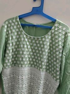 Charming Light Green Embroidered Kurta