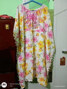 pretty floral kaftan kurta with embroidery