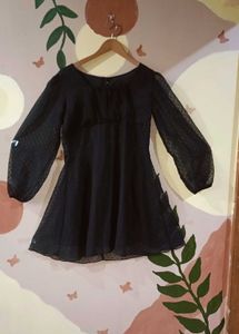 Elegant Black Sheer Dot Dress