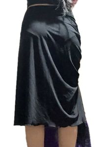 Black Ruched Midi Skirt