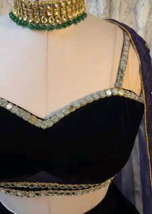 Elegant Black Velvet Lehenga Choli Set