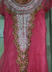 Pink Embroidered Anarkali Kurta Set With Heavy Wor