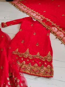 Red hand work bridal lehenga ❤️