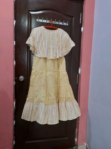 Yellow Print Midi Dress