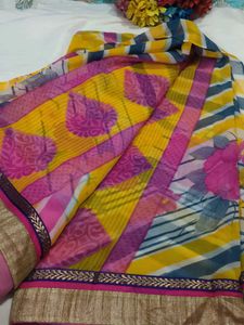 Vibrant Floral Print Saree with blouse