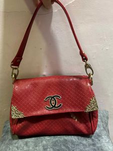 Red Shoulder Bag with Logo