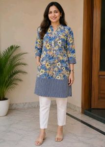 Floral Print Button-Up Tunic