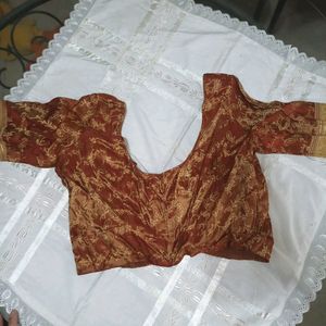 Rust Brown Golden Embroidered Blouse