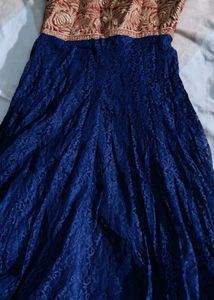 Elegant Blue Lace Ethnic Gown