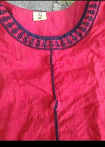 Pink Kurta with Black Print