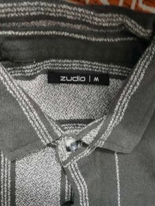 Zudio Striped Grey Short Sleeve Shirt