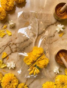Yellow Floral Maang Tikka with hair pin to fix