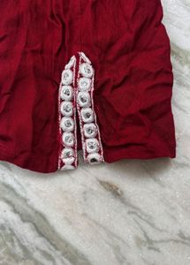 Red cord Set with White Embroidery
