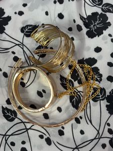 Set of Gold Tone Bracelets and Neck pieces