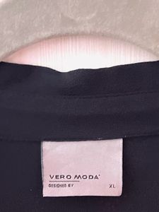 Vero Moda Embroidered Collar Black Shirt