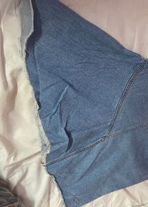 a line denim long skirt