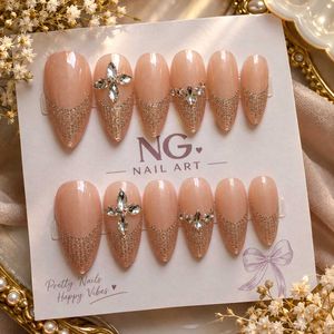 Nude Embellished Press-On Nails comes with