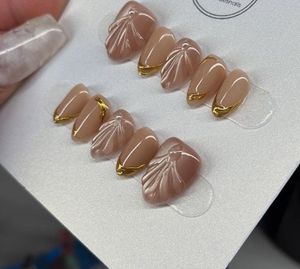 Golden Pearl Shell Press-On Nails 🐚✨