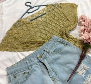 🎁Y2k Sparkly Gold Top A