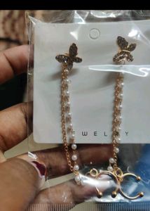 Butterfly Pearl Drop Earrings