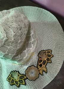 Chic Straw Sun Hat with Floral Appliques