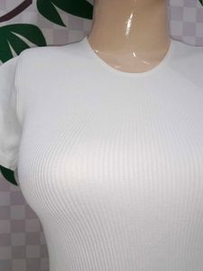 (906)Ribbed Knit Bodysuit - Classic White