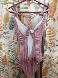 Red &amp; White Striped One-Piece Swimsuit