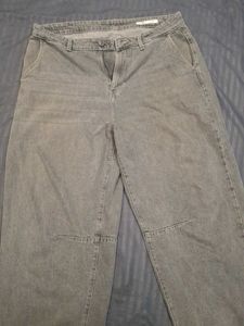 Grey Wide Leg Denim Jeans