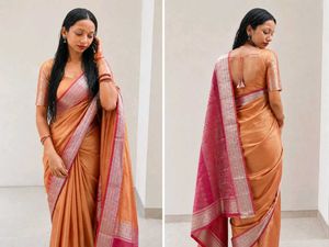 Elegant Silk Saree with Contrast Blouse