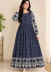 Elegant Navy Floral Maxi Dress