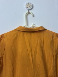 Mustard Yellow Tie Neck Blouse