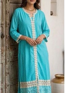 Beautiful Blue Polka Dot Kurta